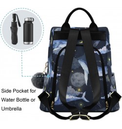 Watercolor Whales Clouds Moon Stars Space Women Backpack Purse Anti-theft Travel Backpack Fashion Shoulder Handbag $20.39 Bac...