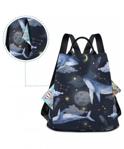 Watercolor Whales Clouds Moon Stars Space Women Backpack Purse Anti-theft Travel Backpack Fashion Shoulder Handbag $20.39 Bac...