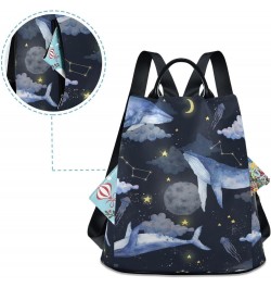 Watercolor Whales Clouds Moon Stars Space Women Backpack Purse Anti-theft Travel Backpack Fashion Shoulder Handbag $20.39 Bac...