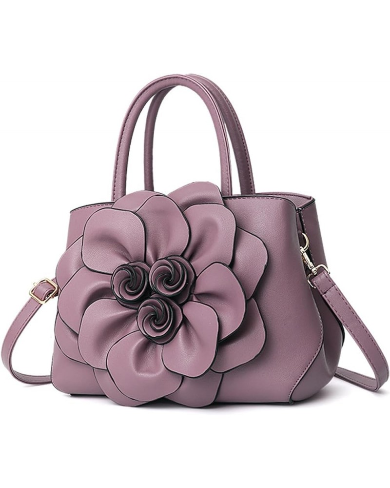 Women's PU Leather Top-Handle Handbag, Fashion Solid Colors Flower Shape Satchel Purses Stylish Holiday Gift for Women A / Pu...