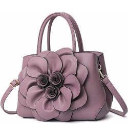 Women's PU Leather Top-Handle Handbag, Fashion Solid Colors Flower Shape Satchel Purses Stylish Holiday Gift for Women A / Pu...