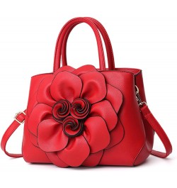 Women's PU Leather Top-Handle Handbag, Fashion Solid Colors Flower Shape Satchel Purses Stylish Holiday Gift for Women A / Pu...