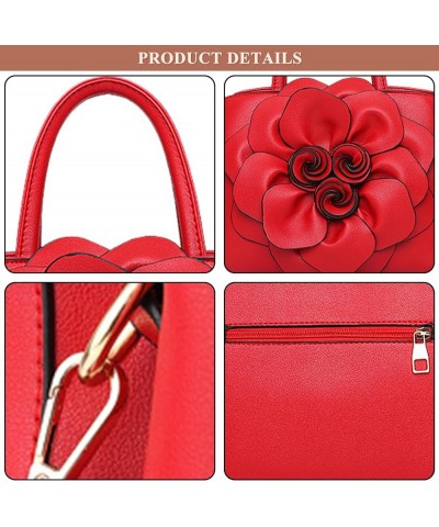 Women's PU Leather Top-Handle Handbag, Fashion Solid Colors Flower Shape Satchel Purses Stylish Holiday Gift for Women A / Pu...