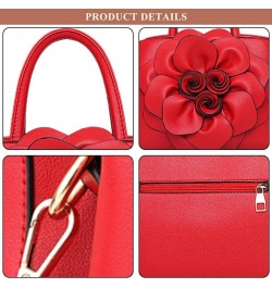 Women's PU Leather Top-Handle Handbag, Fashion Solid Colors Flower Shape Satchel Purses Stylish Holiday Gift for Women A / Pu...