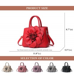 Women's PU Leather Top-Handle Handbag, Fashion Solid Colors Flower Shape Satchel Purses Stylish Holiday Gift for Women A / Pu...