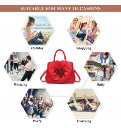 Women's PU Leather Top-Handle Handbag, Fashion Solid Colors Flower Shape Satchel Purses Stylish Holiday Gift for Women A / Pu...