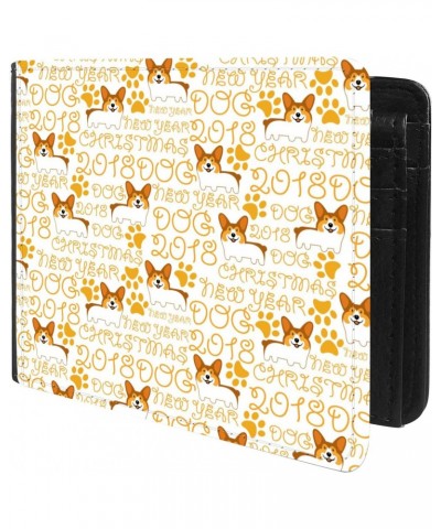 Unique Desige Pattern - Corgi Dog and Paws, Slim Front Pocket Wallet Billfold RFID Blocking $9.59 Wallets