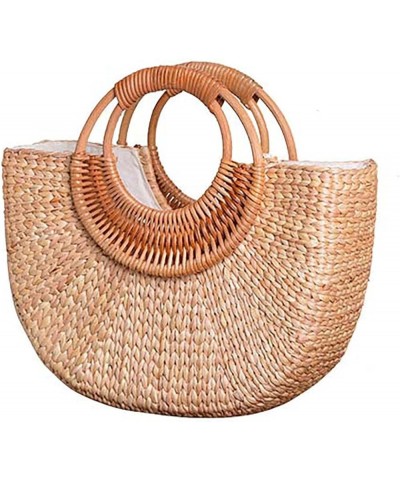 Straw Tote Bag for Women Handmade Straw Rattan Woven Handbag Summer Beach Bag Moon Shape Tote Bag Rattan Clutch Purse Large M...