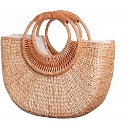 Straw Tote Bag for Women Handmade Straw Rattan Woven Handbag Summer Beach Bag Moon Shape Tote Bag Rattan Clutch Purse Large M...