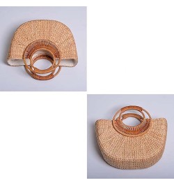 Straw Tote Bag for Women Handmade Straw Rattan Woven Handbag Summer Beach Bag Moon Shape Tote Bag Rattan Clutch Purse Large M...