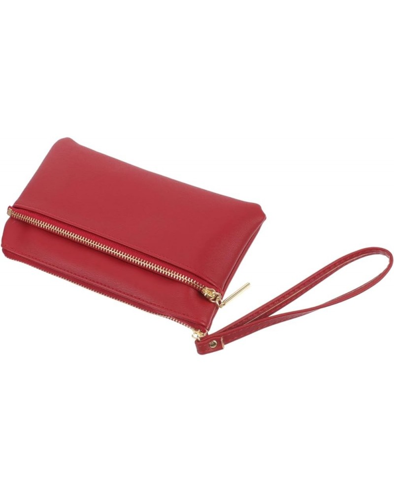 Purses Woman Storage Wallet Woman Zipper Wallet Woman Wallet Miss Red Pu Long Wallet Long Wallet Woman medium Red $8.82 Clutches