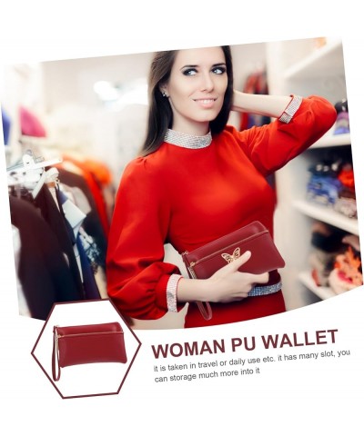 Purses Woman Storage Wallet Woman Zipper Wallet Woman Wallet Miss Red Pu Long Wallet Long Wallet Woman medium Red $8.82 Clutches