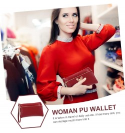 Purses Woman Storage Wallet Woman Zipper Wallet Woman Wallet Miss Red Pu Long Wallet Long Wallet Woman medium Red $8.82 Clutches