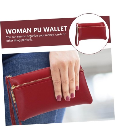 Purses Woman Storage Wallet Woman Zipper Wallet Woman Wallet Miss Red Pu Long Wallet Long Wallet Woman medium Red $8.82 Clutches