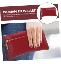 Purses Woman Storage Wallet Woman Zipper Wallet Woman Wallet Miss Red Pu Long Wallet Long Wallet Woman medium Red $8.82 Clutches