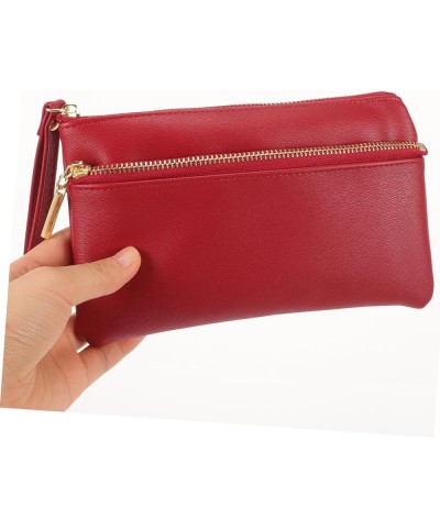 Purses Woman Storage Wallet Woman Zipper Wallet Woman Wallet Miss Red Pu Long Wallet Long Wallet Woman medium Red $8.82 Clutches