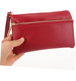 Purses Woman Storage Wallet Woman Zipper Wallet Woman Wallet Miss Red Pu Long Wallet Long Wallet Woman medium Red $8.82 Clutches