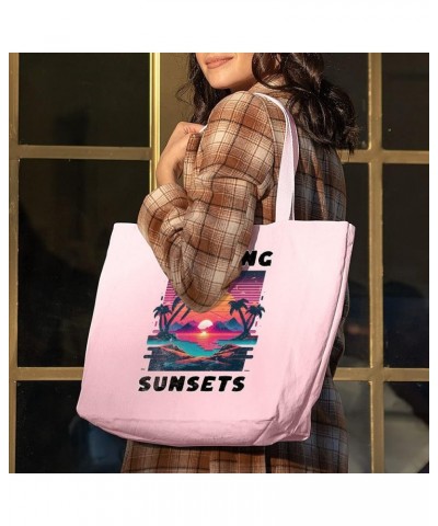 Chasing Sunsets Zippered Tote Bag - Gifts for Beach Lovers - Cute Gifts Black $18.06 Totes