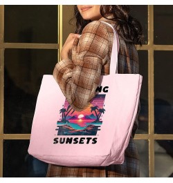 Chasing Sunsets Zippered Tote Bag - Gifts for Beach Lovers - Cute Gifts Black $18.06 Totes