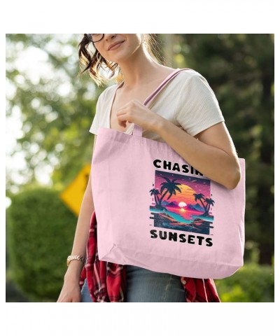 Chasing Sunsets Zippered Tote Bag - Gifts for Beach Lovers - Cute Gifts Black $18.06 Totes