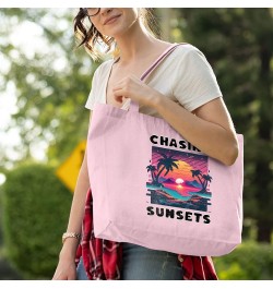 Chasing Sunsets Zippered Tote Bag - Gifts for Beach Lovers - Cute Gifts Black $18.06 Totes