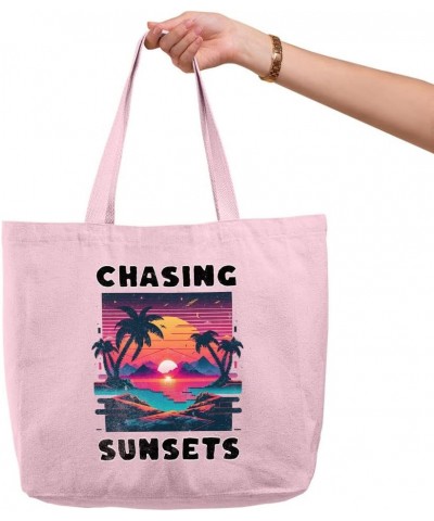 Chasing Sunsets Zippered Tote Bag - Gifts for Beach Lovers - Cute Gifts Black $18.06 Totes