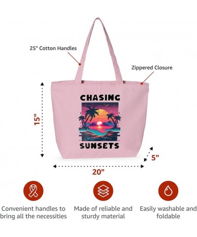 Chasing Sunsets Zippered Tote Bag - Gifts for Beach Lovers - Cute Gifts Black $18.06 Totes