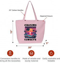 Chasing Sunsets Zippered Tote Bag - Gifts for Beach Lovers - Cute Gifts Black $18.06 Totes