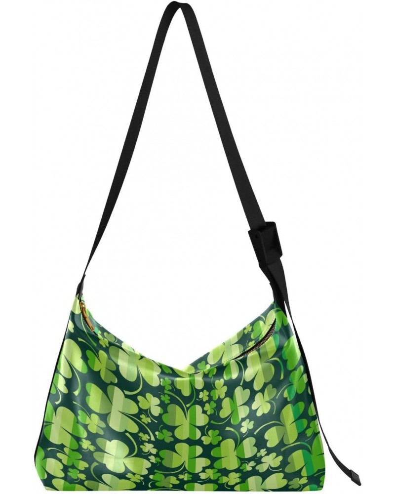 Summer Birds Butterflies Saint Patrick Shamrock Hobo Crossbody Bags for Women Leather Large Shoulder Bag Cross Body Nature Cl...