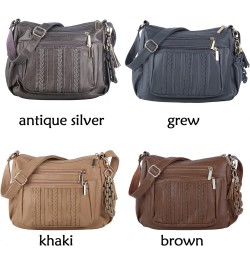 Crossbody Purse for Women Multi Pocket Pocketbooks Ladies Soft PU Leather Shoulder Bag Top Handle Satchel with Tassel Grey $2...