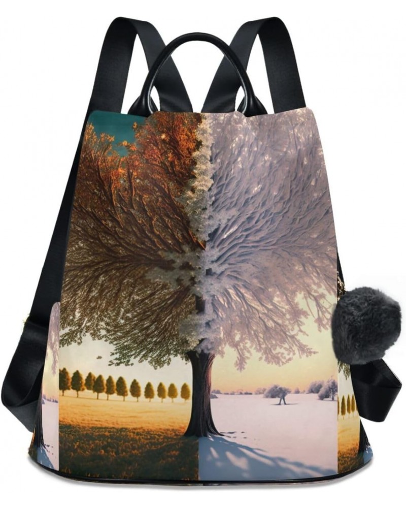 Summer Winter Tree Backpack for Women, Fashion Anti Theft Casual Daypack Shoulder Bag Purse for Travel Work 15 inches $17.63 ...