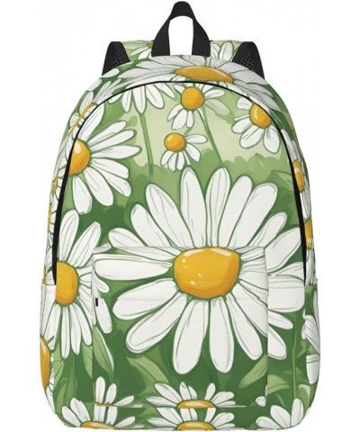 Daisy Print Lightweight Travel Canvas Backpack Casual Daypack For Men Women Work, Sports, Beach Black Small $26.35 Backpacks