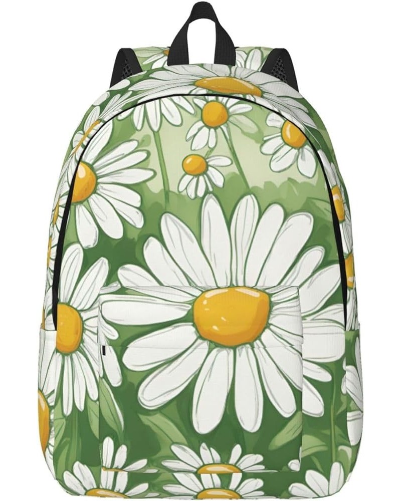 Daisy Print Lightweight Travel Canvas Backpack Casual Daypack For Men Women Work, Sports, Beach Black Small $26.35 Backpacks