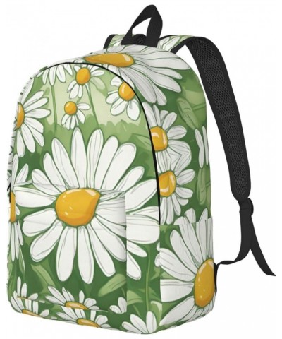 Daisy Print Lightweight Travel Canvas Backpack Casual Daypack For Men Women Work, Sports, Beach Black Small $26.35 Backpacks