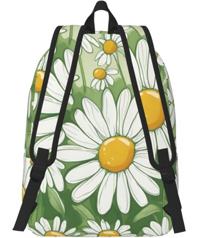 Daisy Print Lightweight Travel Canvas Backpack Casual Daypack For Men Women Work, Sports, Beach Black Small $26.35 Backpacks