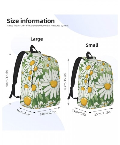 Daisy Print Lightweight Travel Canvas Backpack Casual Daypack For Men Women Work, Sports, Beach Black Small $26.35 Backpacks