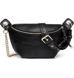 Women's Crossbody Shoulder Bag Leather Crossbody for Women Chest Bag Small Funny Pack Satchel Daypack Purse Black $21.99 Totes