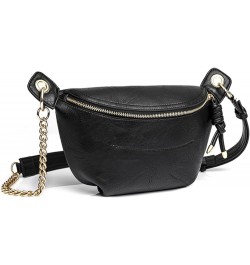 Women's Crossbody Shoulder Bag Leather Crossbody for Women Chest Bag Small Funny Pack Satchel Daypack Purse Black $21.99 Totes