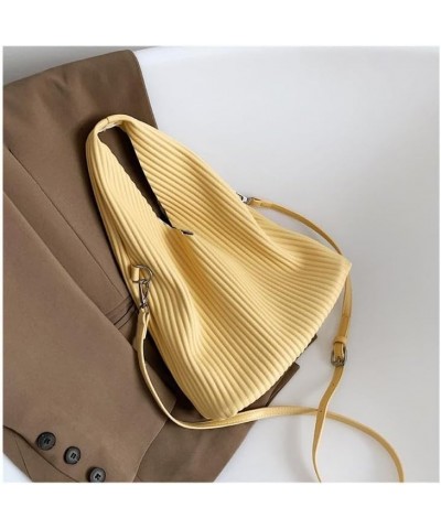 Ladies Pu Leather Bucket Women Shoulder Bag Large Capacity Handbags and Purses Solid Color Stripe Crossbody Bag Yellow $14.60...