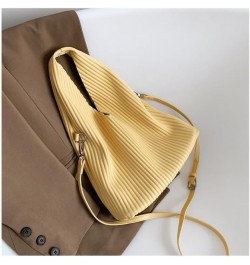 Ladies Pu Leather Bucket Women Shoulder Bag Large Capacity Handbags and Purses Solid Color Stripe Crossbody Bag Yellow $14.60...