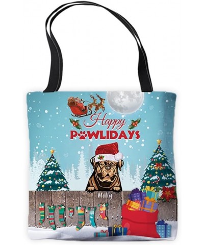 Dachshund Dog Tote Bag Christmas Holiday Gift Happy Pawliday Shoulder Handbag Dogue De Bordeaux-2 $11.99 Totes