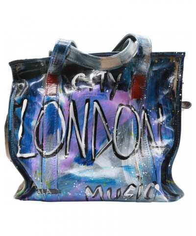 Women's Graffiti Cube Bag Leather Top-Handle Tote - Multicolored $110.16 Handbags