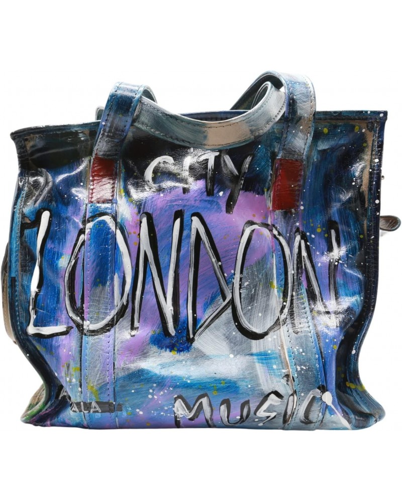 Women's Graffiti Cube Bag Leather Top-Handle Tote - Multicolored $110.16 Handbags