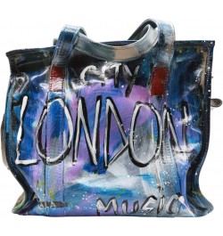 Women's Graffiti Cube Bag Leather Top-Handle Tote - Multicolored $110.16 Handbags