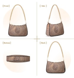 Women Chain Shoulder Purse Bag With Zipper Close Up Of Wood Print, Tree Annual Ring Hobo Tote Clutch Handbags with Chain Stra...