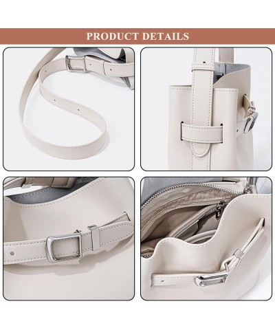 Vintage Crossbody for Women Genuine Leather Stitching Shoulder Bag Ladies Outdoor Bucket Bag Simple Handbag and Purse White $...