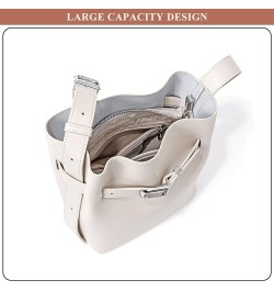 Vintage Crossbody for Women Genuine Leather Stitching Shoulder Bag Ladies Outdoor Bucket Bag Simple Handbag and Purse White $...