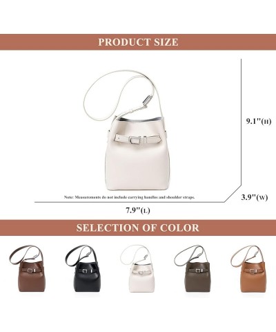 Vintage Crossbody for Women Genuine Leather Stitching Shoulder Bag Ladies Outdoor Bucket Bag Simple Handbag and Purse White $...