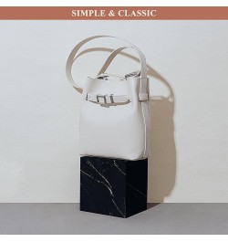 Vintage Crossbody for Women Genuine Leather Stitching Shoulder Bag Ladies Outdoor Bucket Bag Simple Handbag and Purse White $...