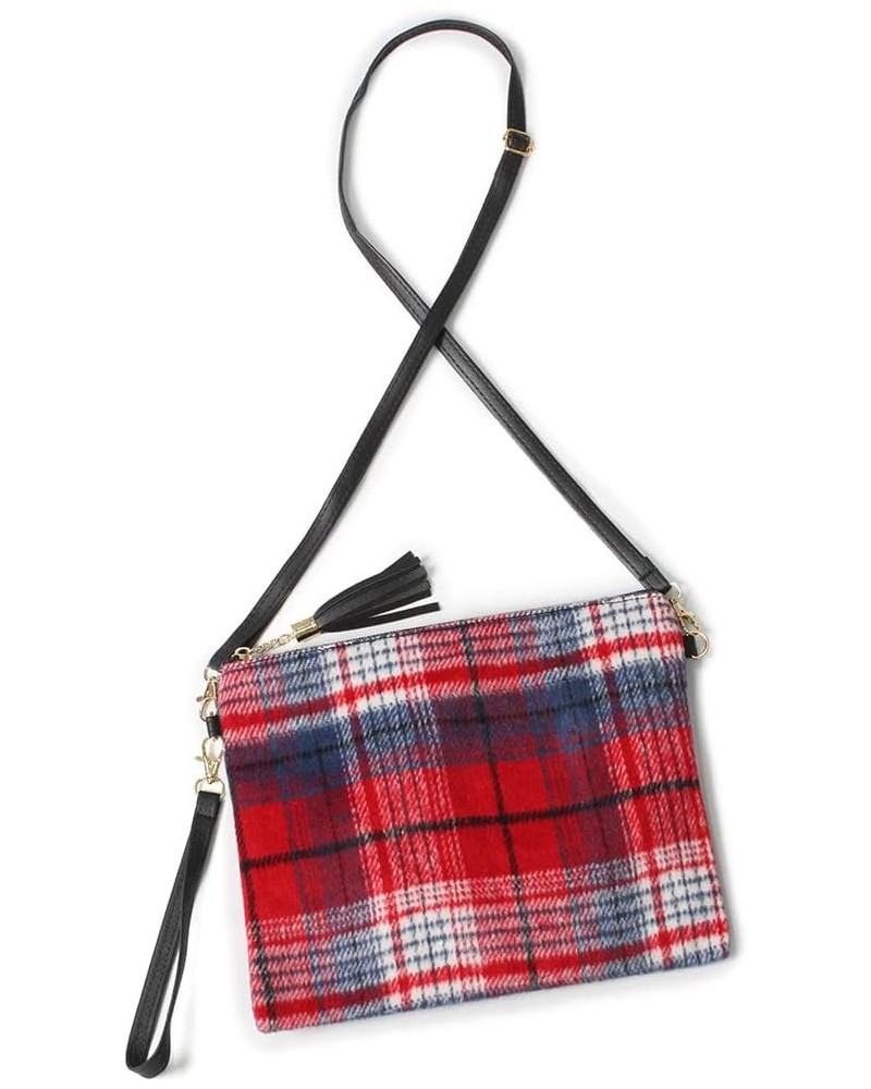 Fashion Designer Everyday Plaid Check Print Clutch Crossbody Bag Red $11.75 Clutches